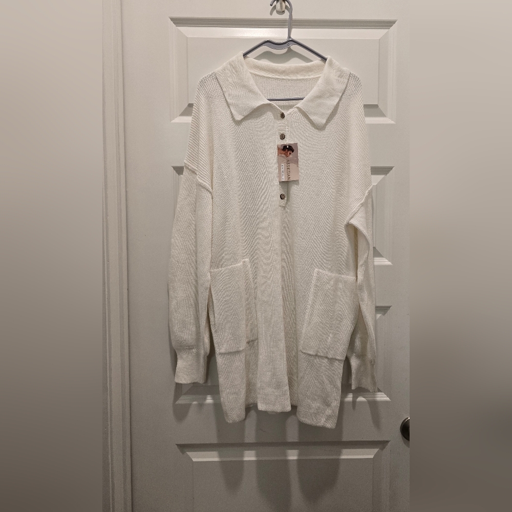 Chic White Button-Up Cardigan
